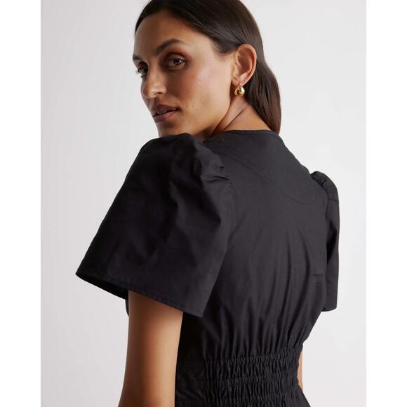 QUINCE Black 100% Organic Cotton Tiered Maxi Dress NWT Size Large - Picture 8 of 14